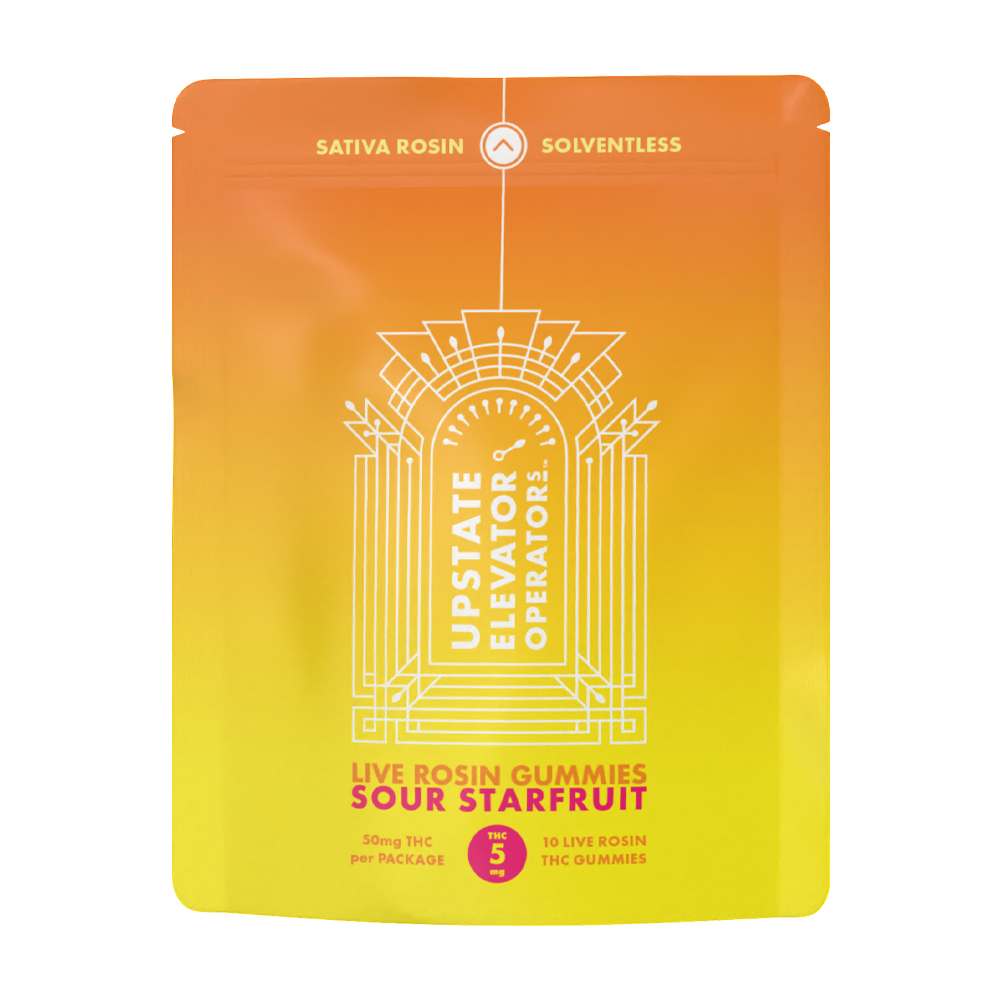 Photograph of Product: 5mg Live Rosin Gummy, Sour Starfruit - Upstate Elevator Operators
