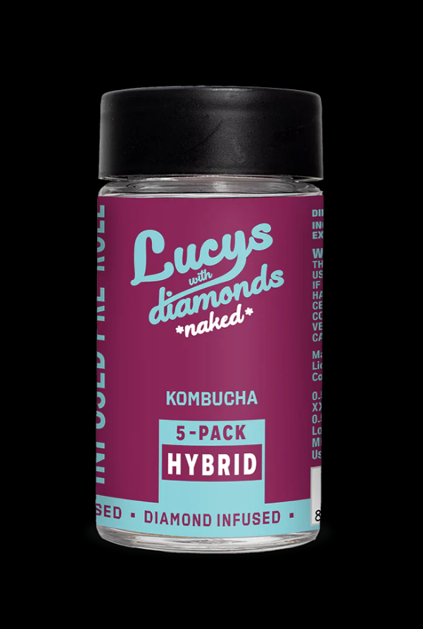 Photograph of product: Blotter | Lucy's Naked Diamond Infused Prerolls | Kombucha | 5 pack