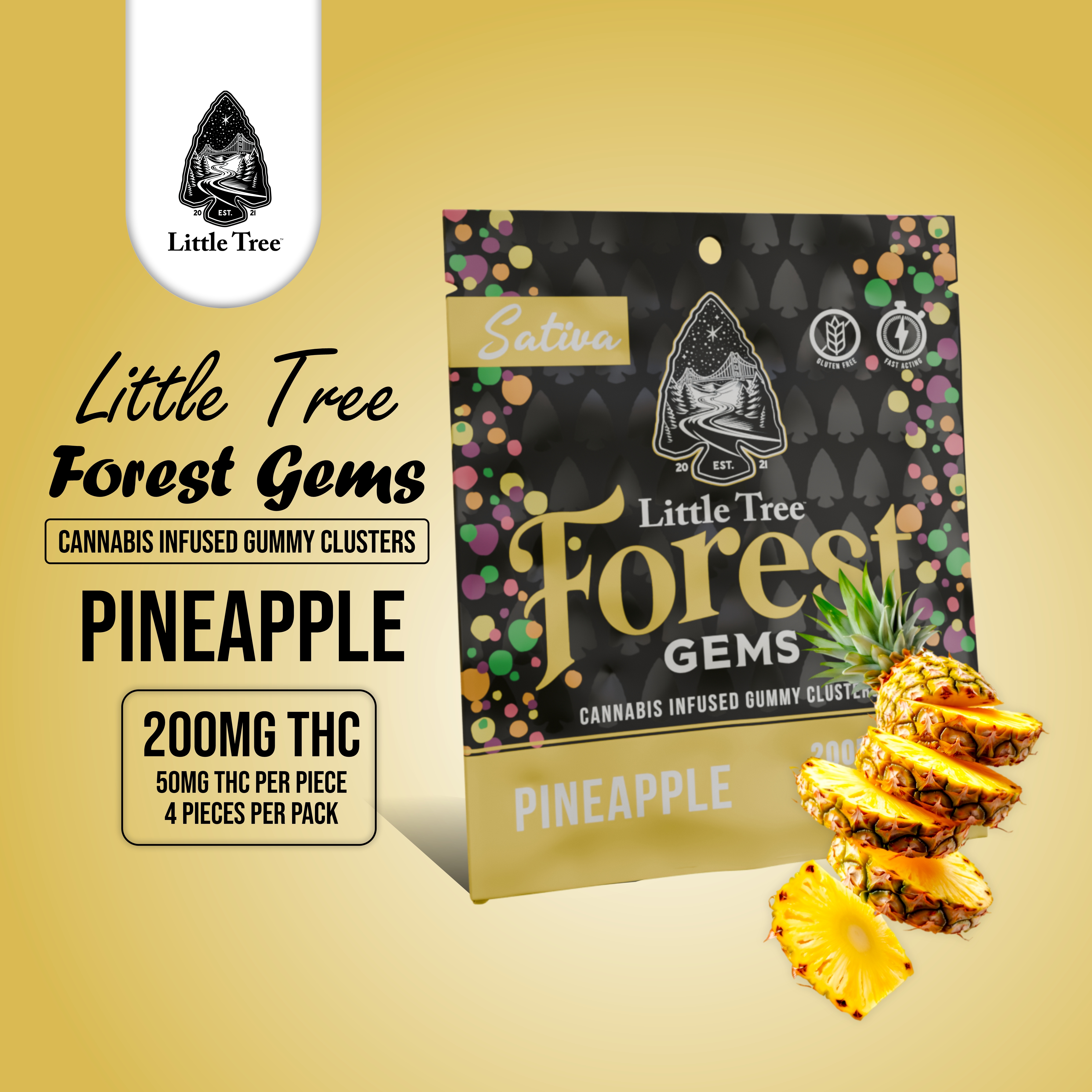 Photograph of product: Little Tree - 200mg Forest Gems - Pineapple