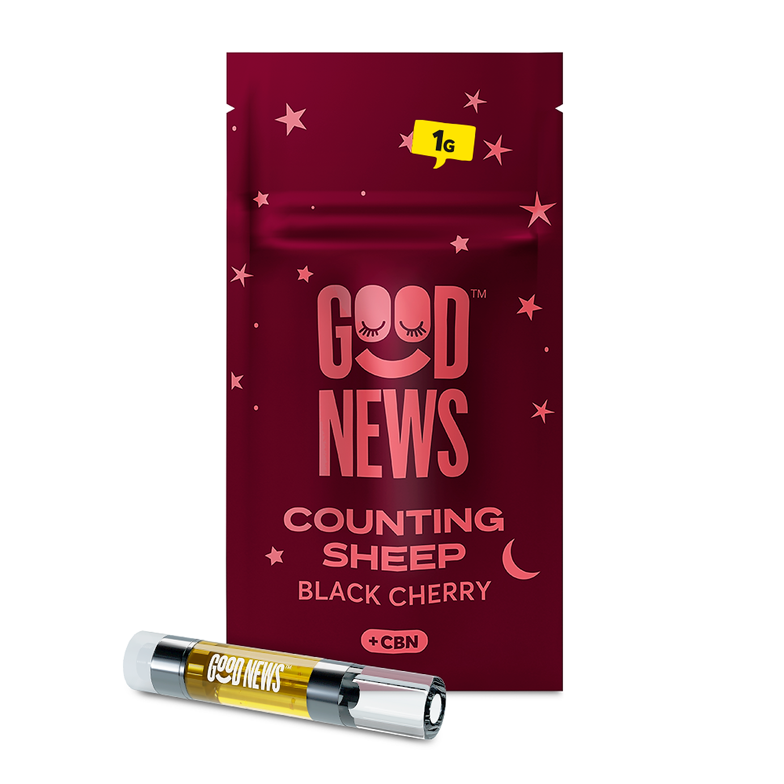 Photograph of product: 4:1 TH-oui:CBN Counting Sheep Black Cherry Oil Cartridge 1g