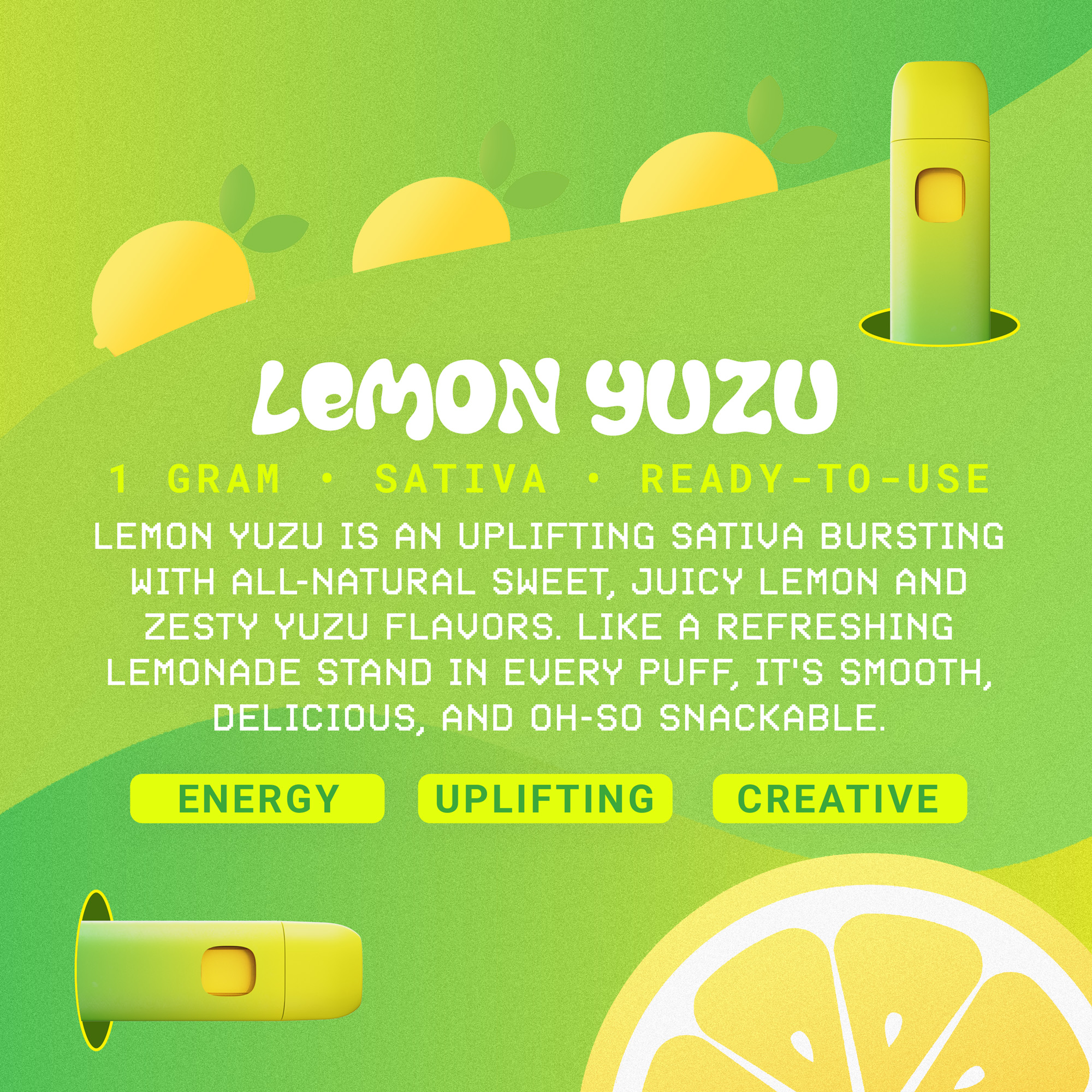 Photograph of product: SNACKBAR LEMON YUZU DISPOSABLE 1G