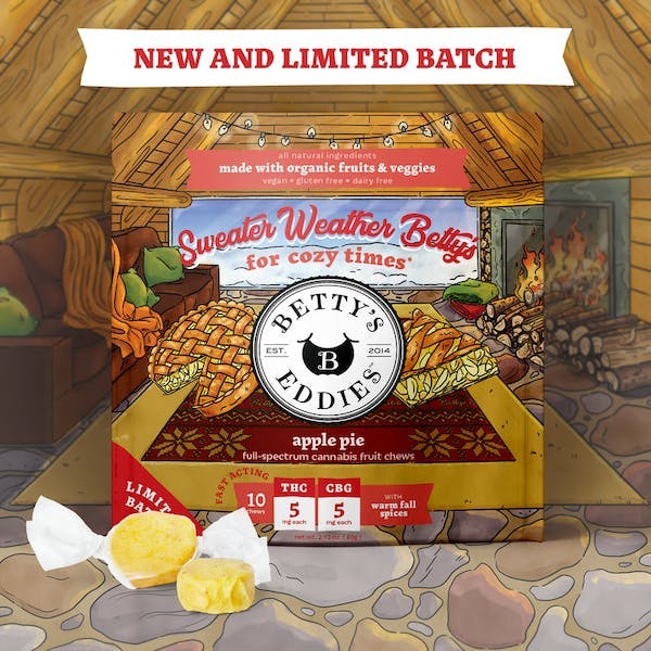Photograph of product: Chews | Sweater Weather Apple Pie | 50 mg | 10pk | Betty's Eddies