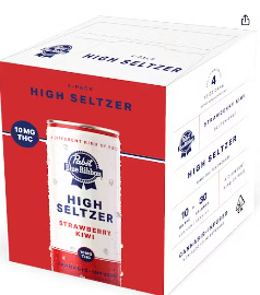 Photograph of product: Pabst Blue Ribbon 4pk High Seltzer 10mg Strawberry Kiwi
