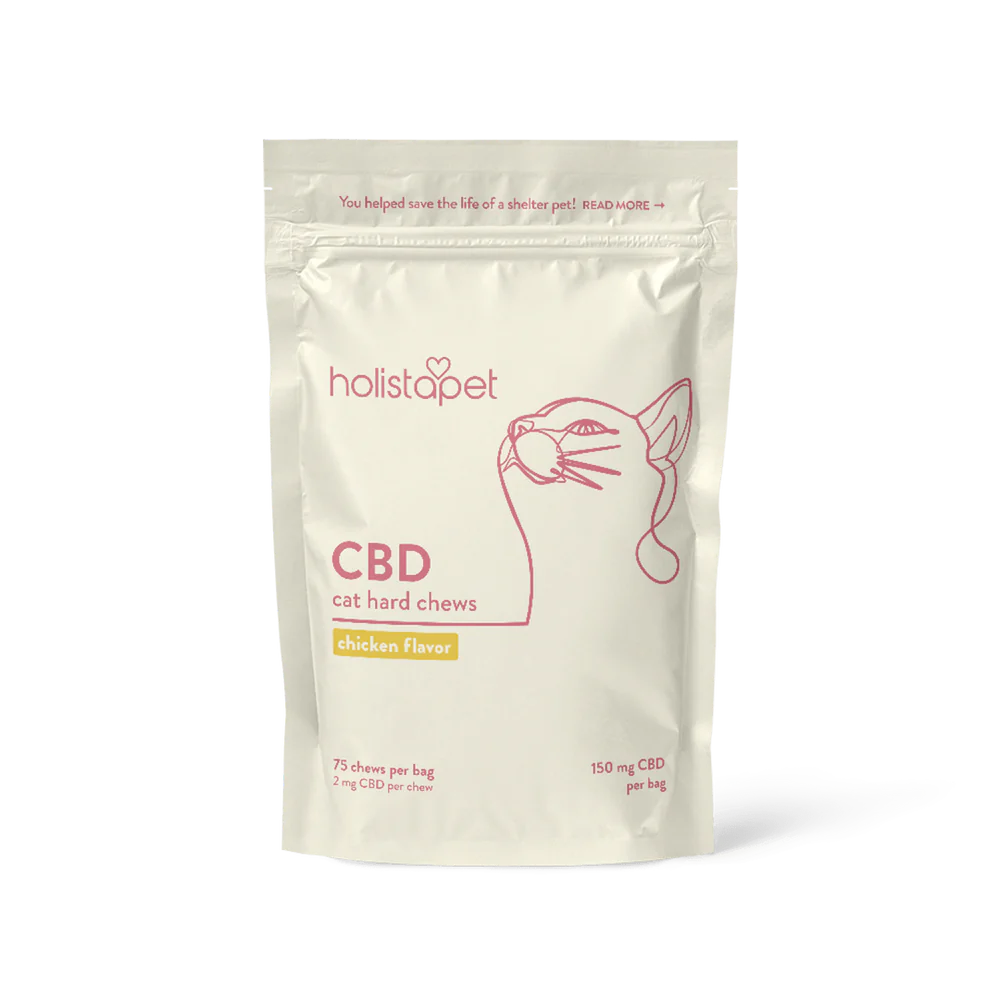 Photograph of Product: HolistaPet Chicken Hard Chews for Cats 150mg CBD 75pk