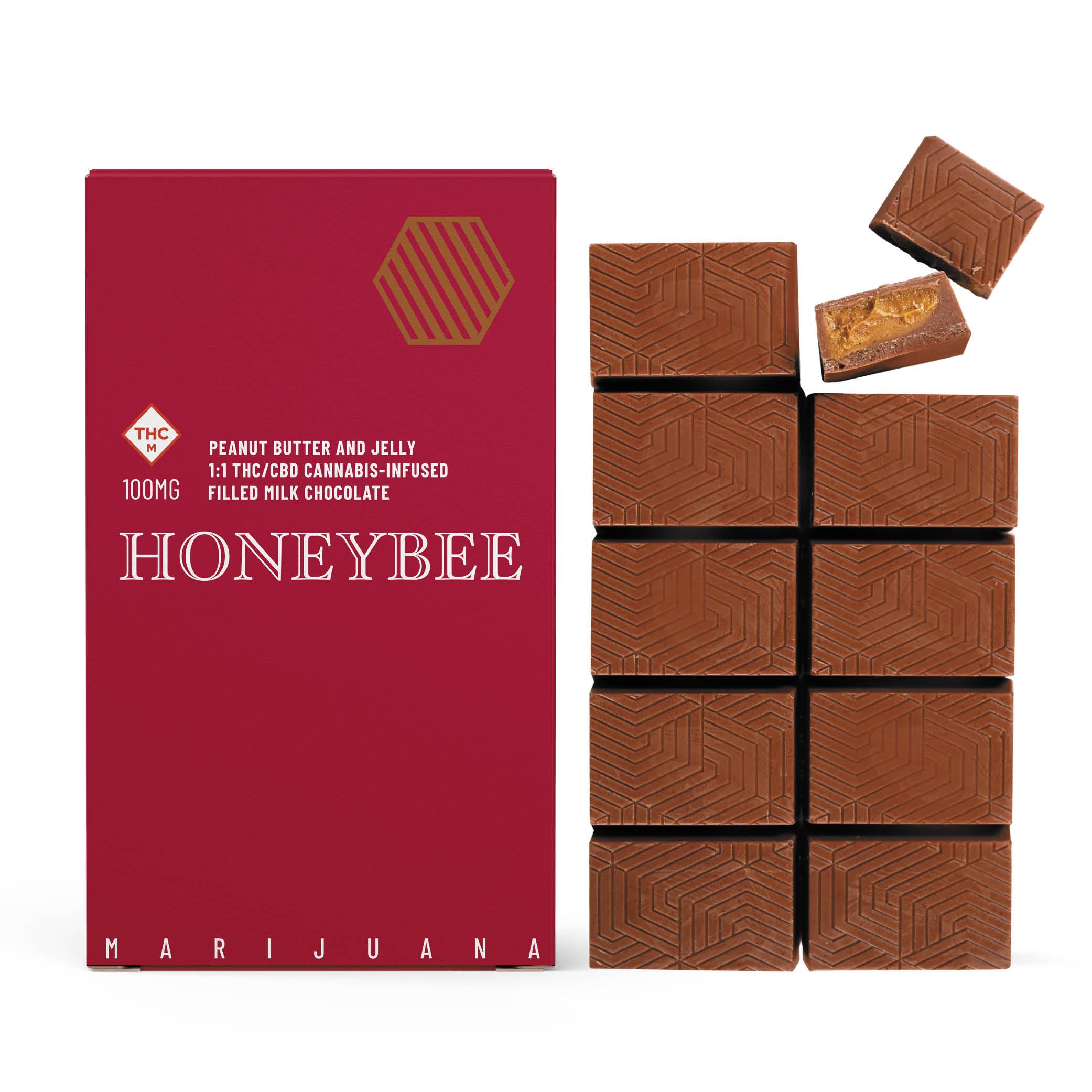 Photograph of product: 1:1 TH-oui/CBD Peanut Butter & Jelly Milk Chocolate Bar