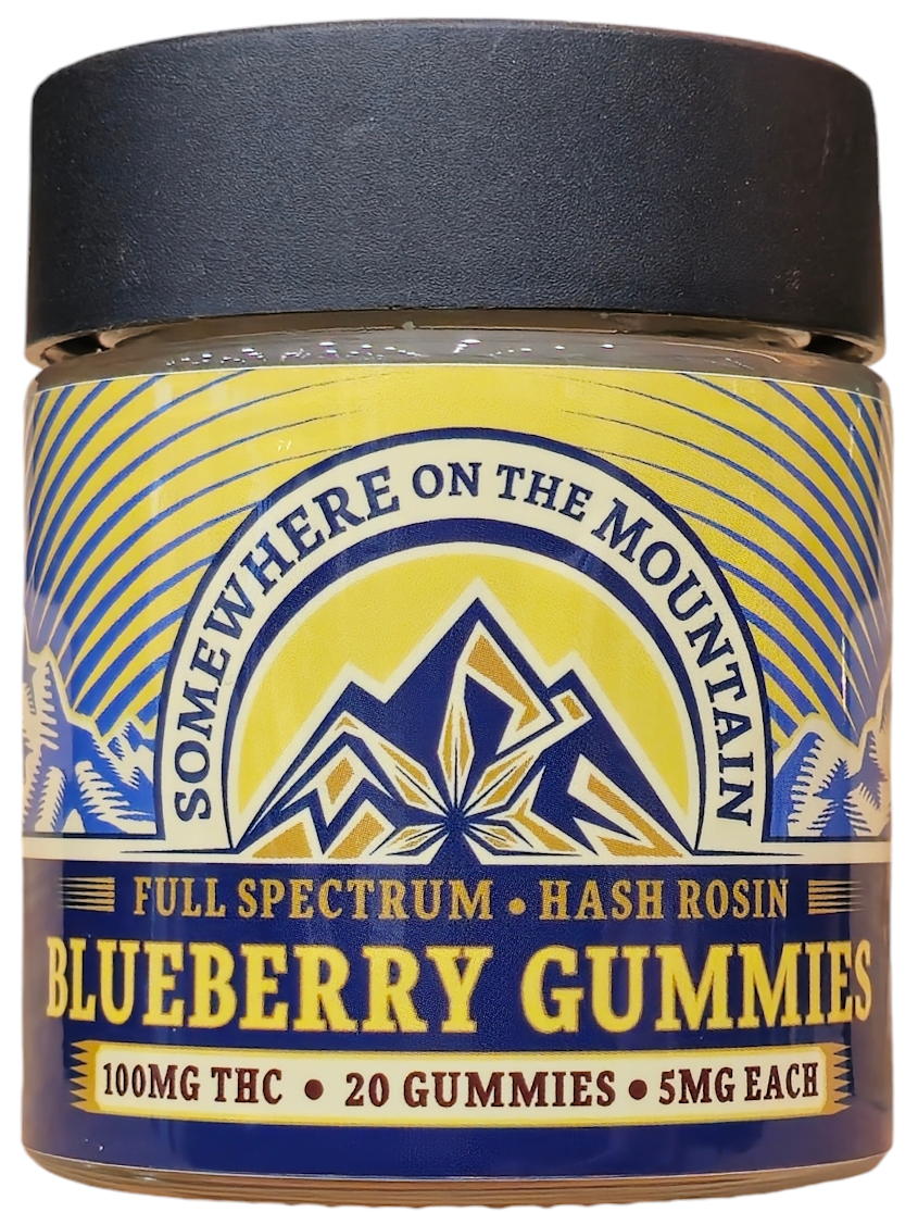 Photograph of product: Somewhere On The Mountain Blueberry au chocolat Rosin Gummies 100 mg TH-oui