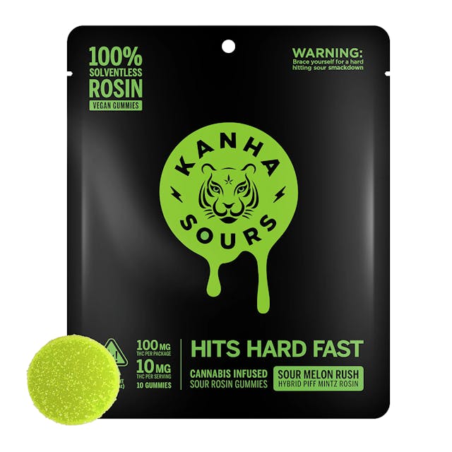 Photograph of product: P- Sour Melon Rush | 100mg Rosin Gummies - 