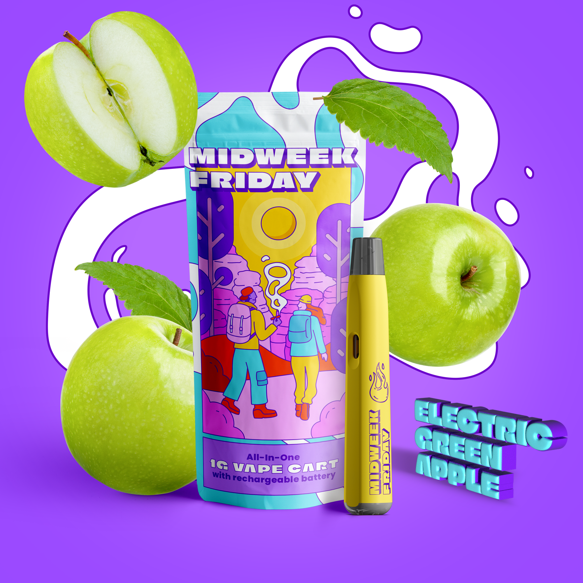 Photograph of product: Electric Green Apple | 1g | Disposable Vape | Midweek Friday