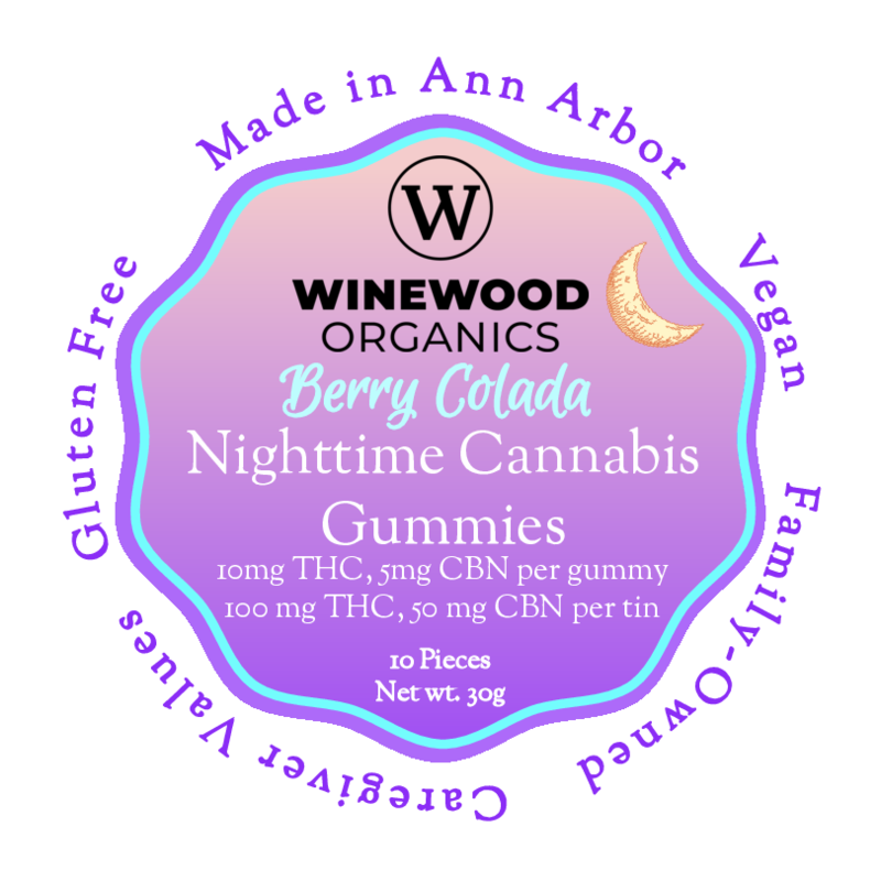 Photograph of product: Nighttime Gummies | Berry Colada 2:1 | 10 Pack  [10mg TH-oui : 5mg CBN]