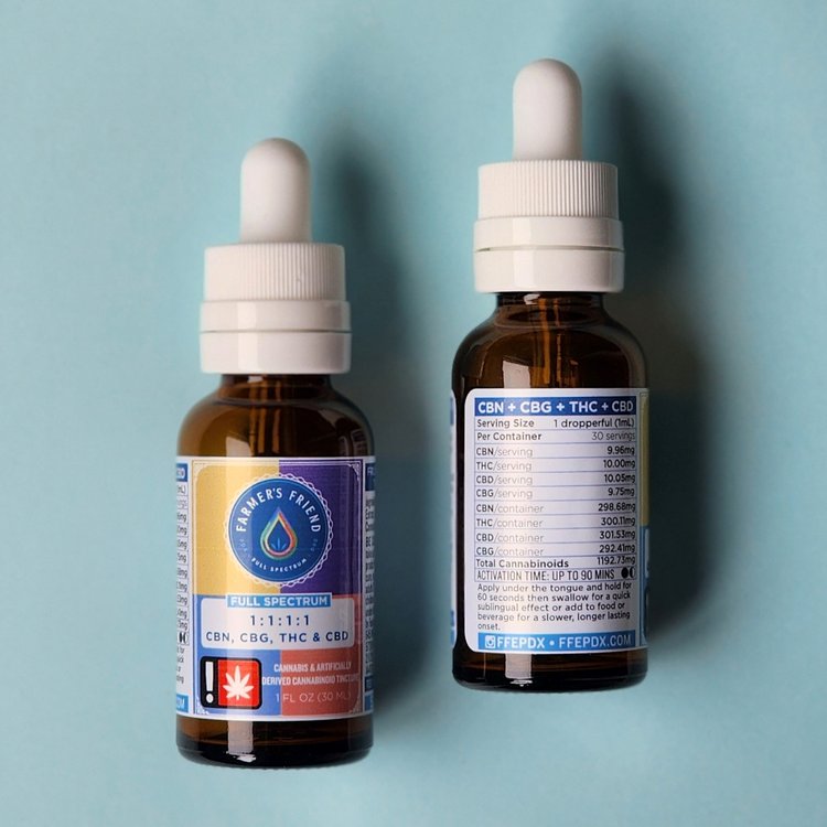 Photograph of product: Farmer's Friend Extracts | 1:1:1:1 CBN:CBD:TH-oui:CBG TINCTURE | 2oz