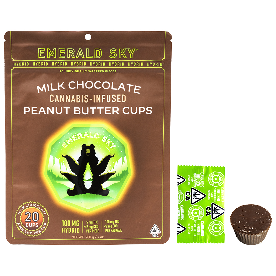 Photograph of product: Emerald Sky - 100mg - 10ct - Peanut Butter Cups Hybrid