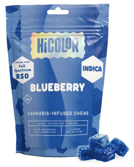 Photograph of product: HiColor | Blueberry | RSO I 10mg/10pk Gummies