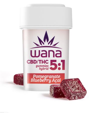 Photograph of product: Wana 5:1 CBD/TH-oui Gummies Pomegranate Blueberry Acai 00210(H)(20pk)(AU)