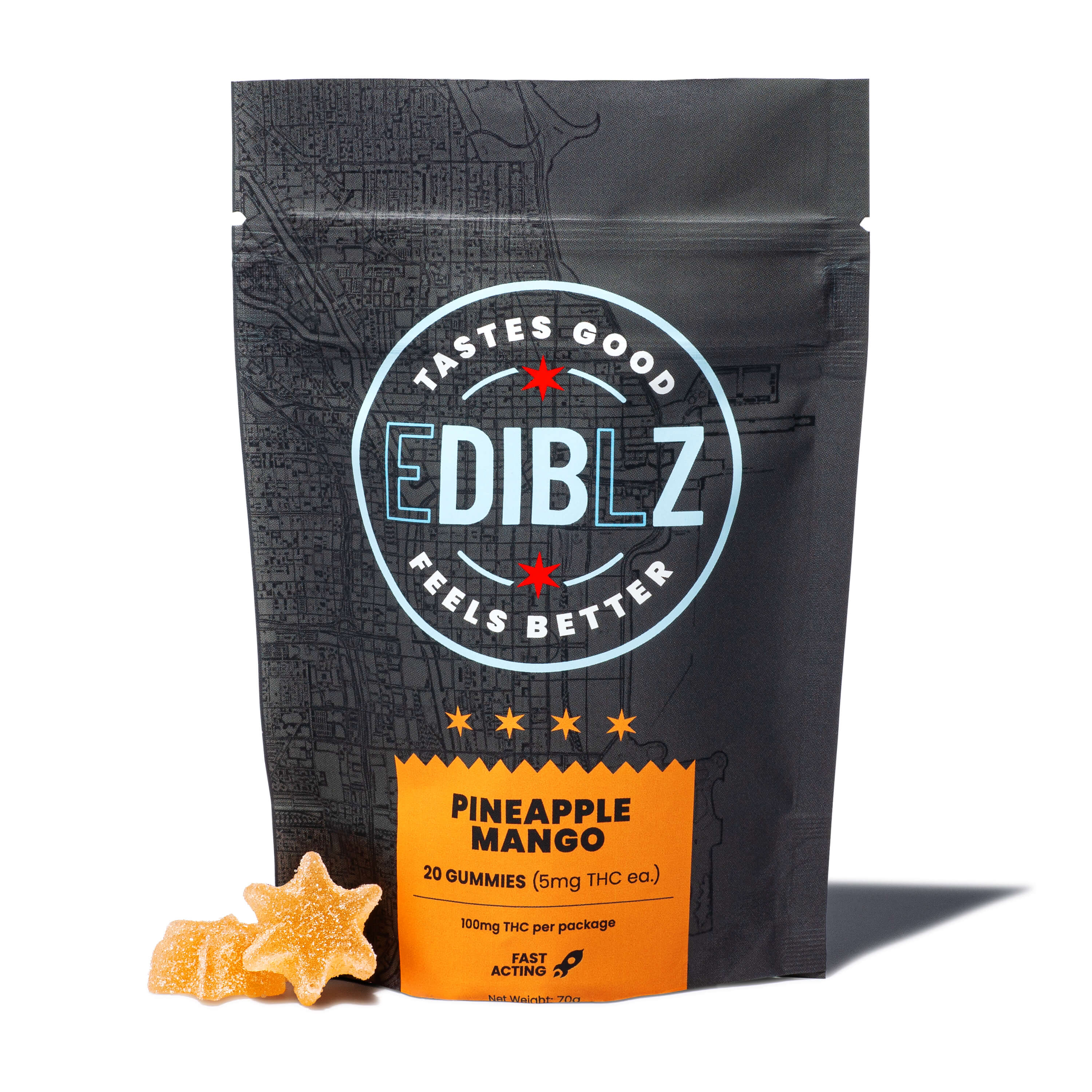 Photograph of product: CoC DIBZ Gummies - Pineapple Mango Fast Acting! 100mg (20pk)