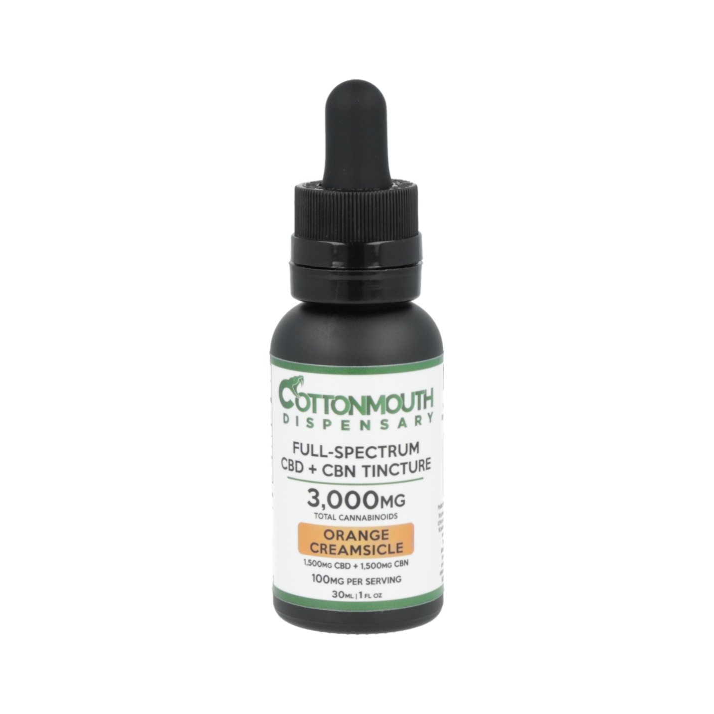 Photograph of product: Cottonmouth | Full Spectrum CBD + CBN Tincture | Orange Creamsicle | 3000mg