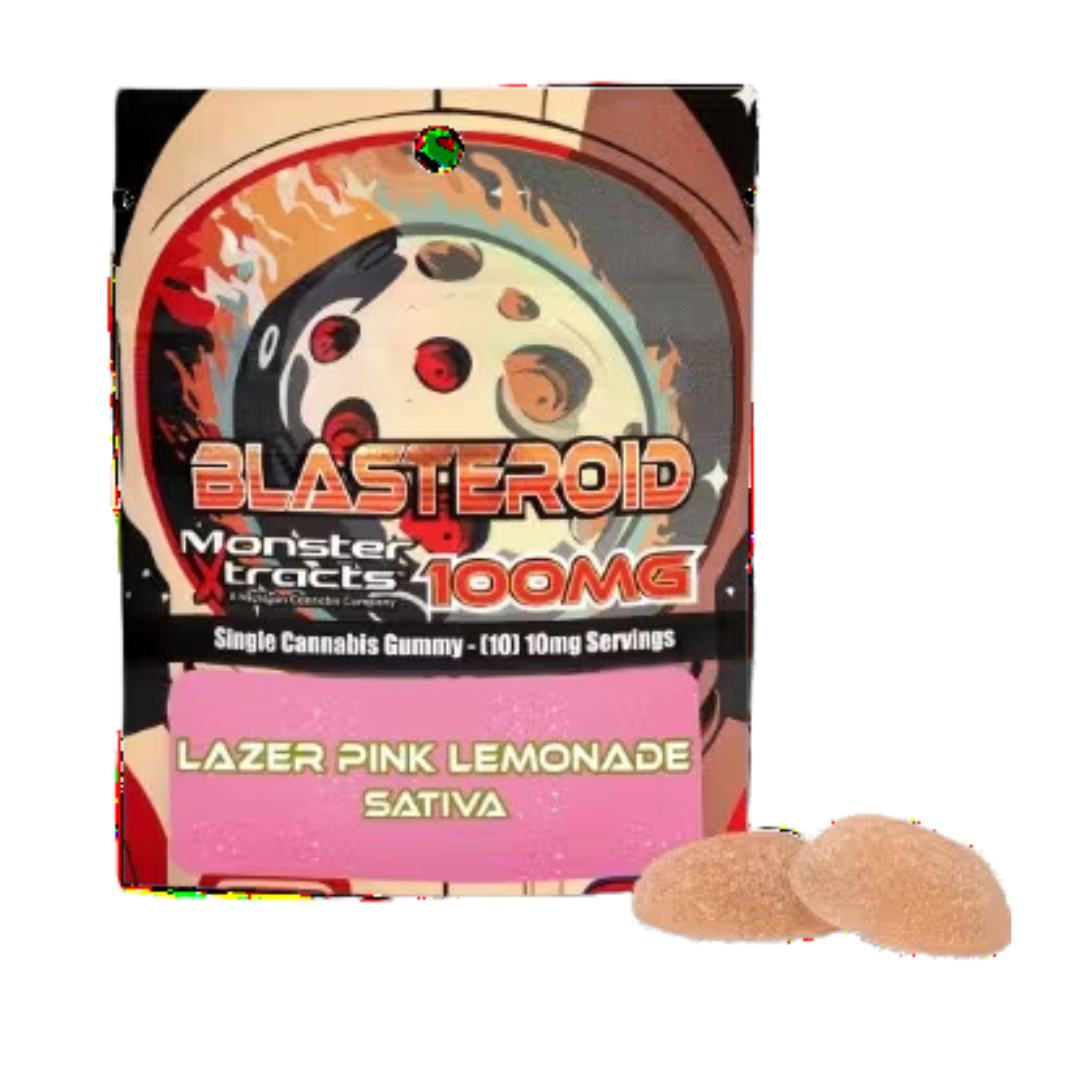 Photograph of product: Monster Xtracts - 100mg Gummies - Lazer Pink Lemonade