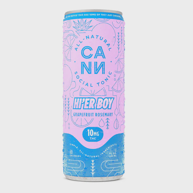 Photograph of product: CANN HI'ER BOY | Grapefruit Rosemary | 10mg THC X 4 Infused Social Tonic Cans