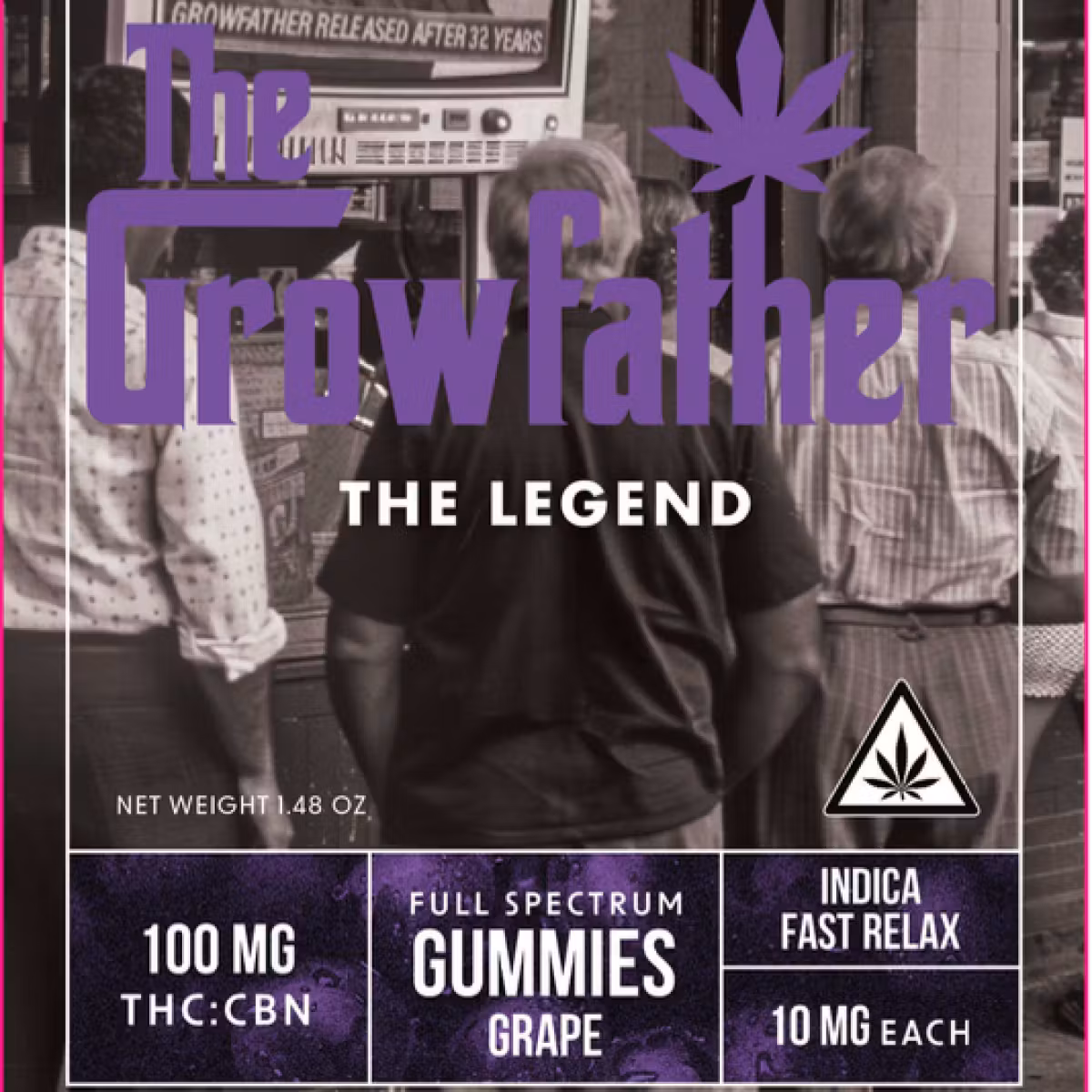 Photograph of product: Fast Relax Grape Gummies I 10ct TH-oui:CBN 100mg I The Growfather