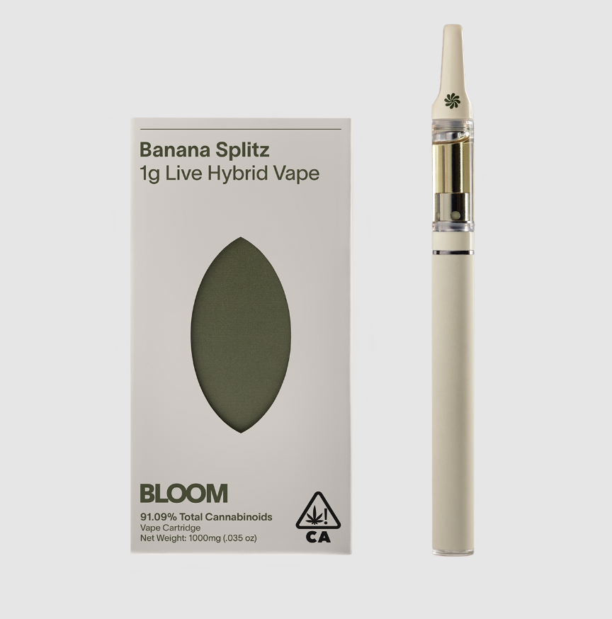 Photograph of product: Bloom Live Banana Splitz Hybrid Vape Cart, 1g