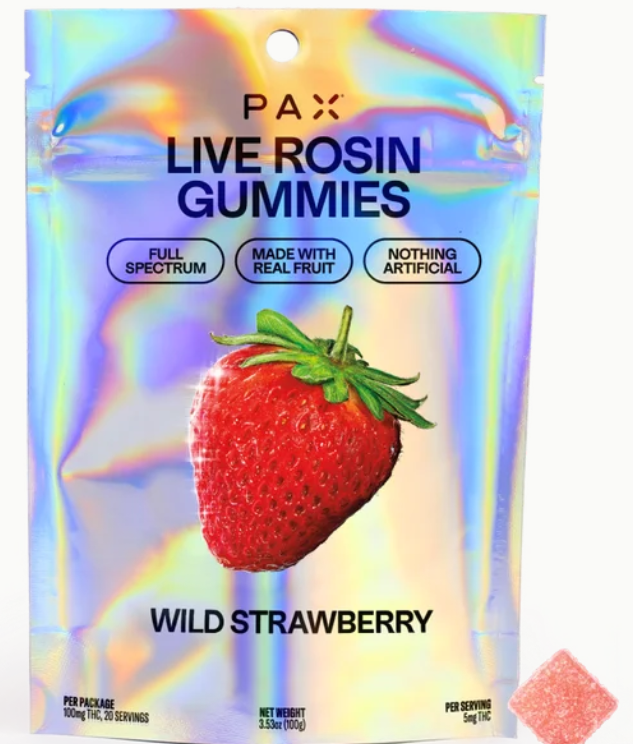Photograph of product: Wild Strawberry | Live Rosin Gummies | 20pk | PAX