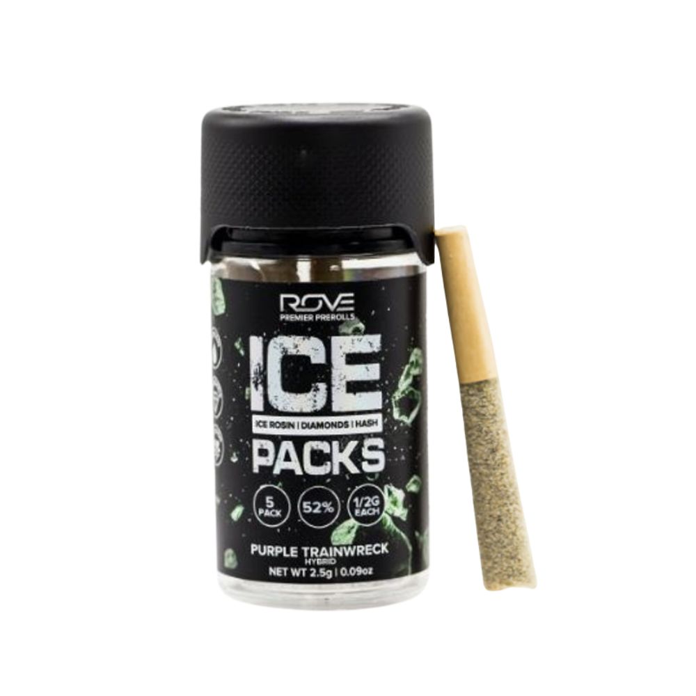 Photograph of product: 5 PACK - ICE PACKS - PURPLE TRAINWRECK .5G - ROVE