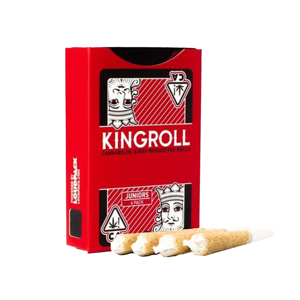 Photograph of product: Kingroll | Super Silver Haze X Green Crack Infused Pre-Rolls (4 Pack) | 3g