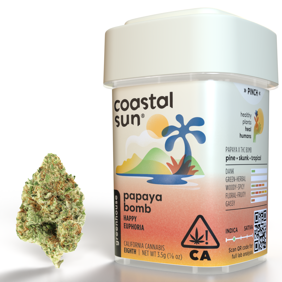 Photograph of product: Papaya Bomb Greenhouse Flower 3.5g