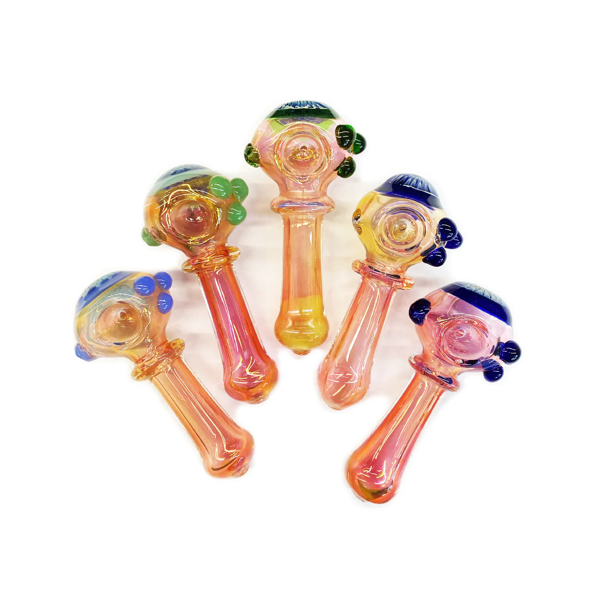 Photograph of product: 4.5" Flower Head Design Hand Pipe Gold Fume Glass