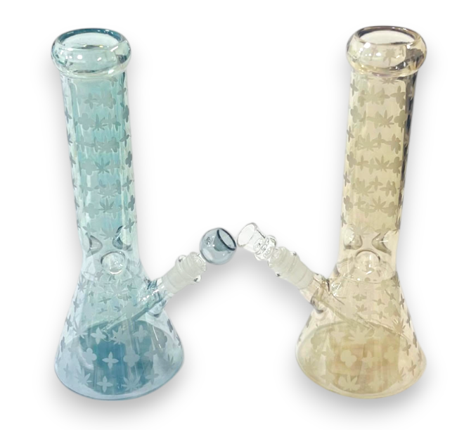 Photograph of product: 12" Frosted Diamond Pattern Water Pipe - Gold/Silver