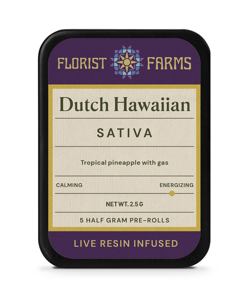 Photograph of product: Dutch Hawaiian | Live Resin Infused Joints 5pk