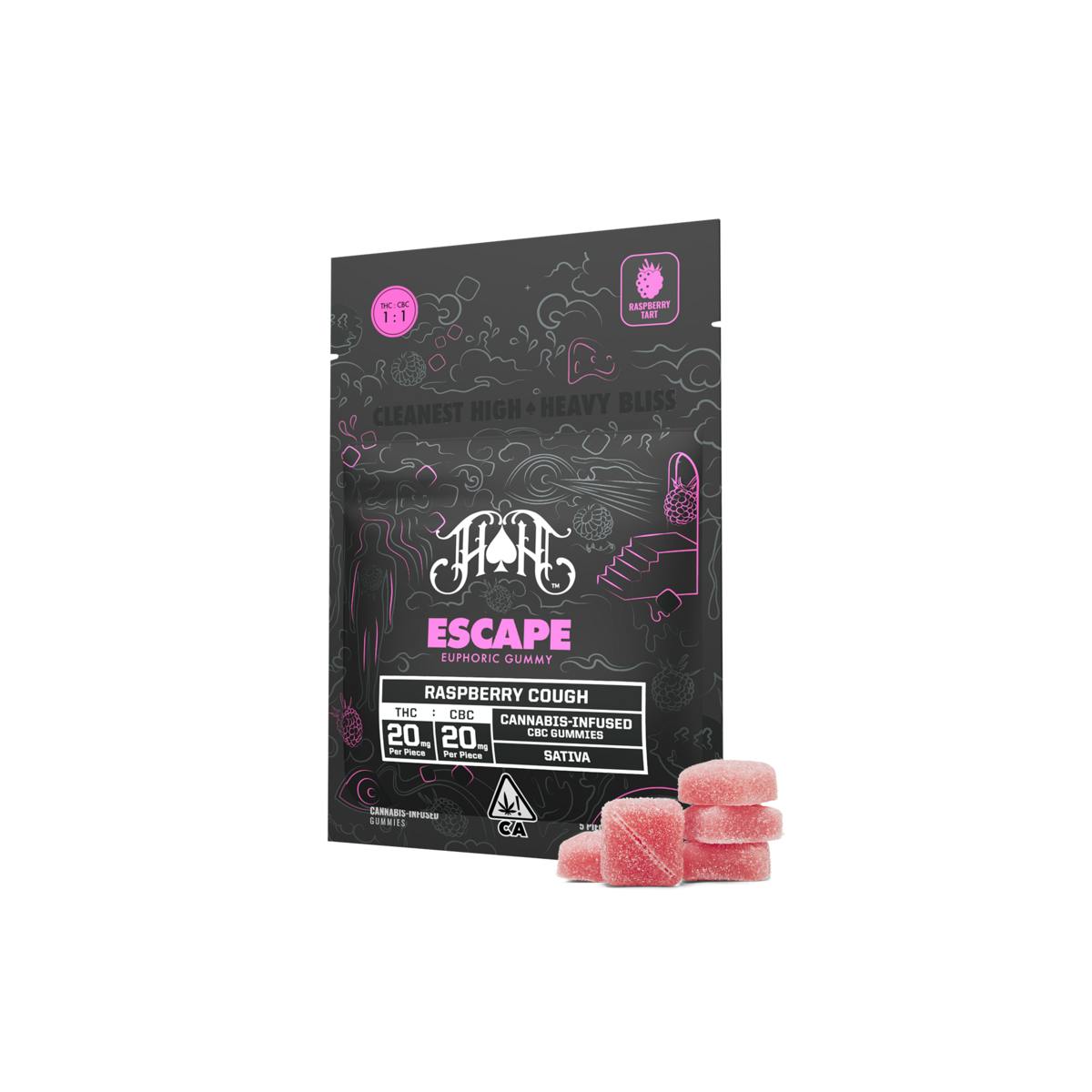 Photograph of product: HEAVY HITTERS | RASPBERRY COUGH | 1:1 TH-oui:CBC GUMMIES | 5PK