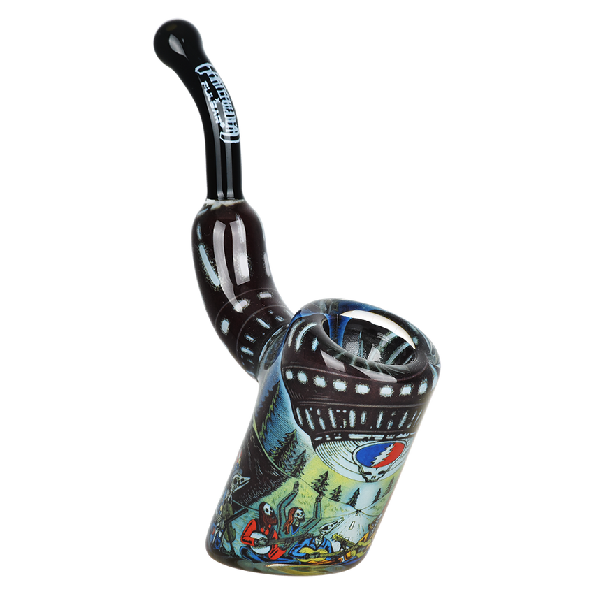 Photograph of product: Grateful Dead x Pulsar Inside Print Bent Sherlock Pipe | UFO Jam | 4"