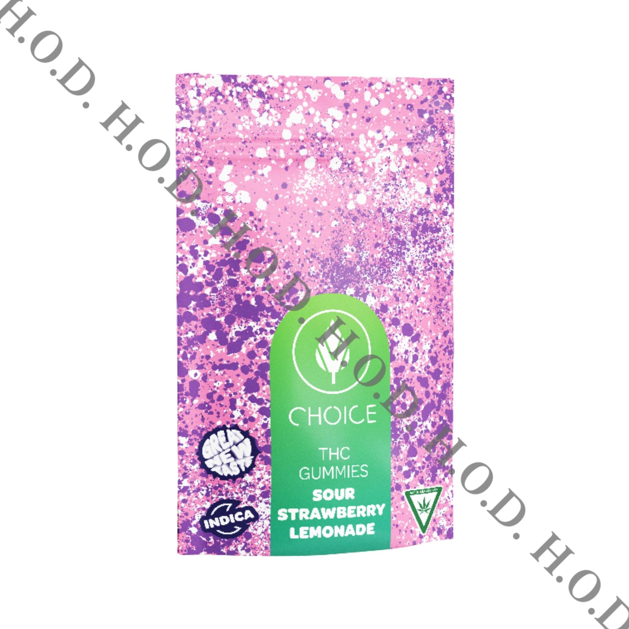 Photograph of product: Choice Sour Strawberry Lemonade Gummies 200mg