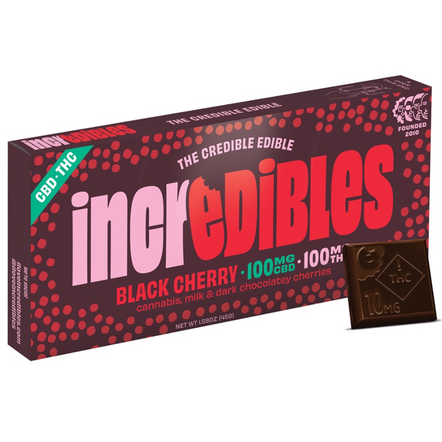 Photograph of product: Incredibles | Chocolate | Black Cherry | 1 TH-oui : 1 CBD | 100mg