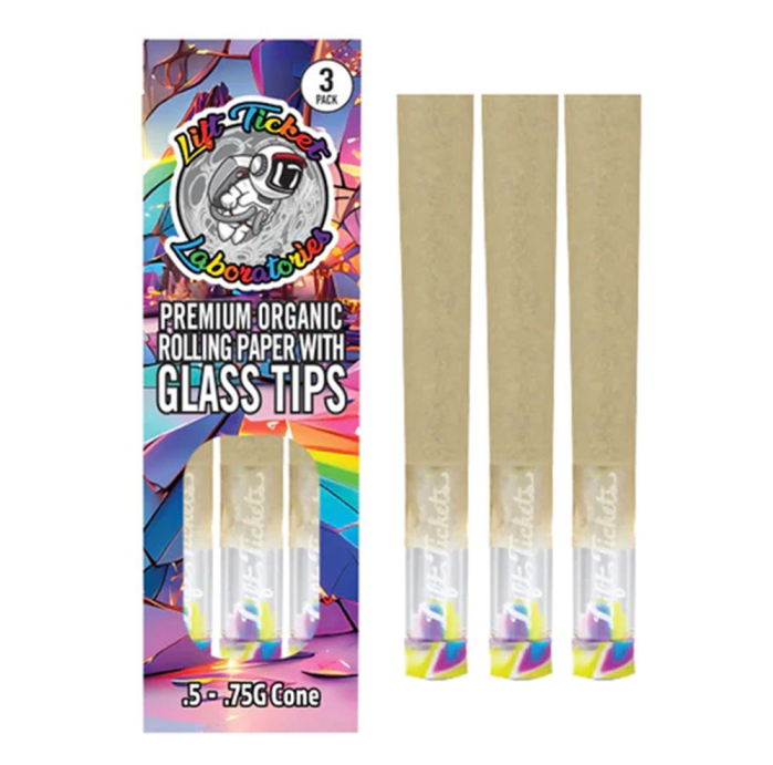 Photograph of product: Lift Ticket - Organic Rolling Papers & Glass Tip - 3pk
