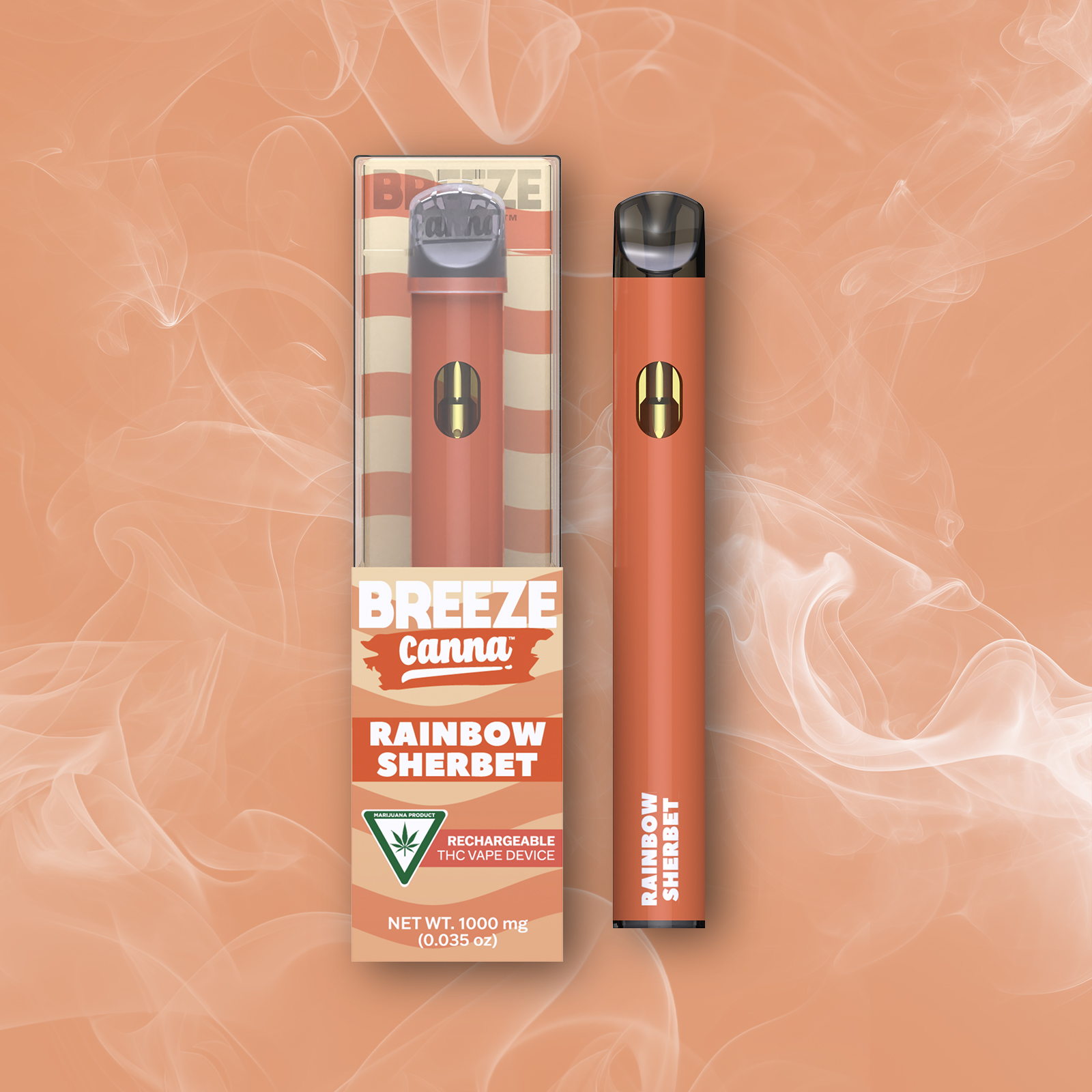 Photograph of product: Rainbow Sherbet - Classic 1g PLUS Vape Device  BREEZE Canna