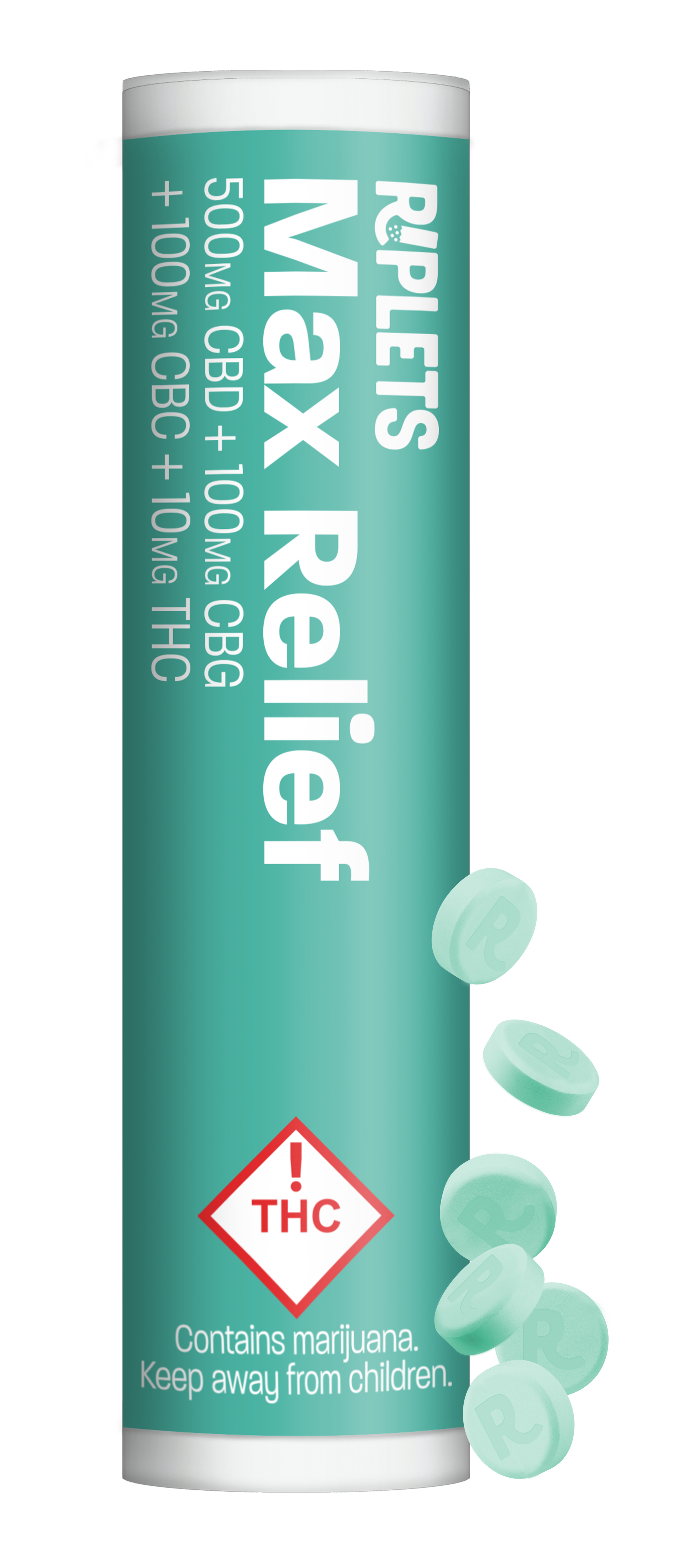 Photograph of product: Ripple | Riplet (TH-oui.5: CBD 25: CBG 5: CBC 5) Maximum Relief 100mg