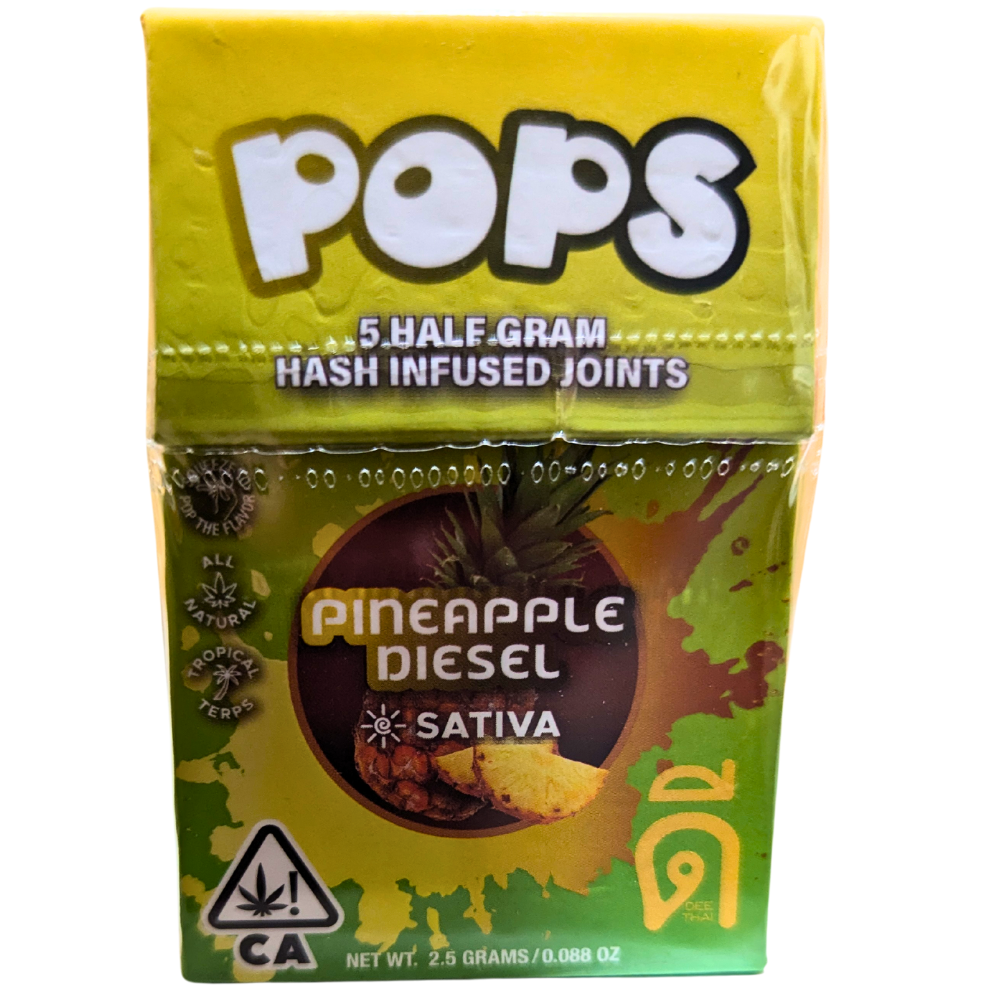 Photograph of product: Dee Thai Pops au chocolat Infused Preroll 5pk - Pineapple Diesel (S)