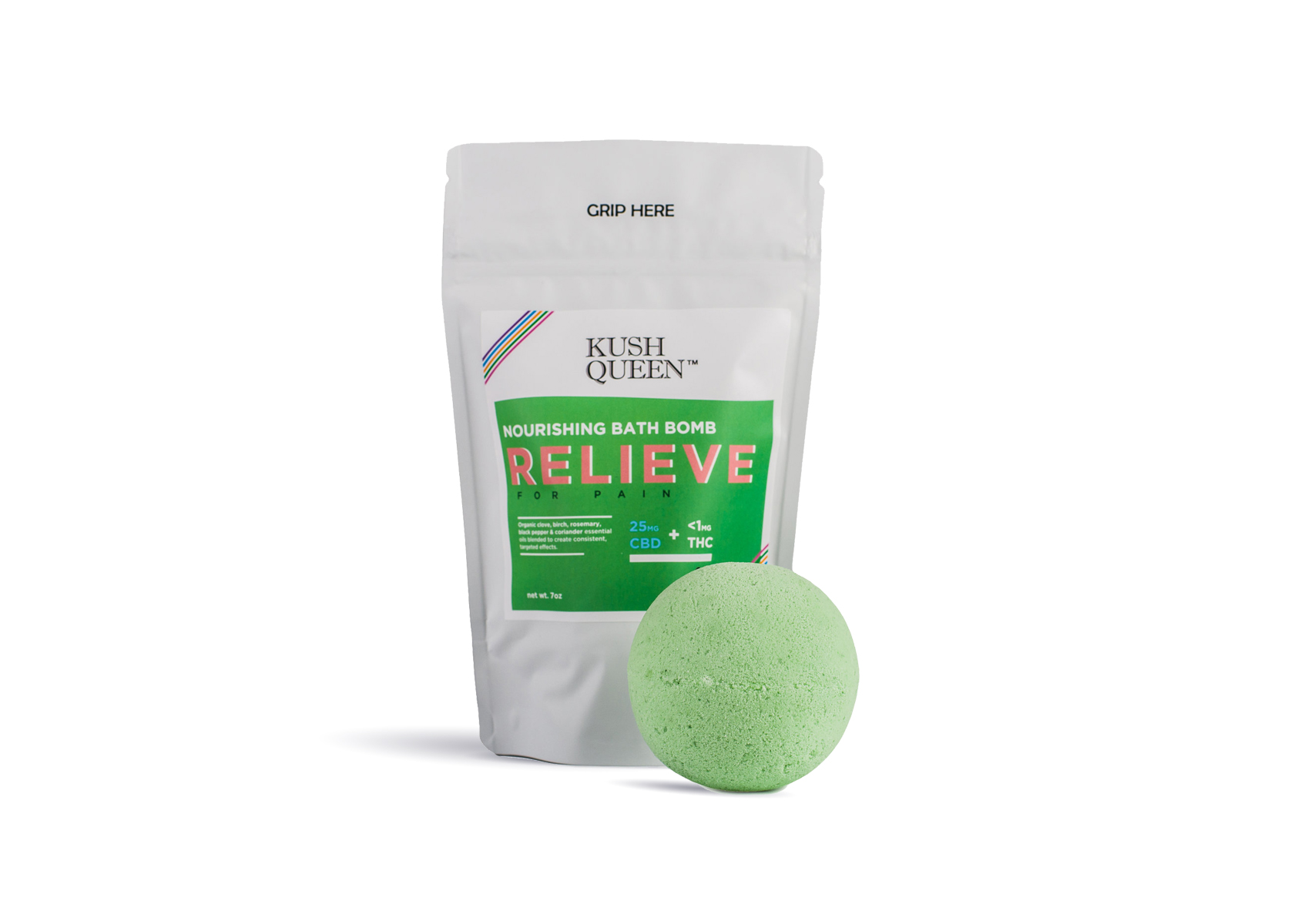Photograph of Product: Kush Queen Relieve 1:1 Bath Bomb