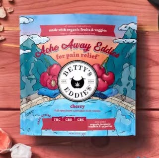 Photograph of product: Betty's Eddies Cherry (H) 10:8:1 TH-oui:CBD:CBC Chews 50mg 10pk