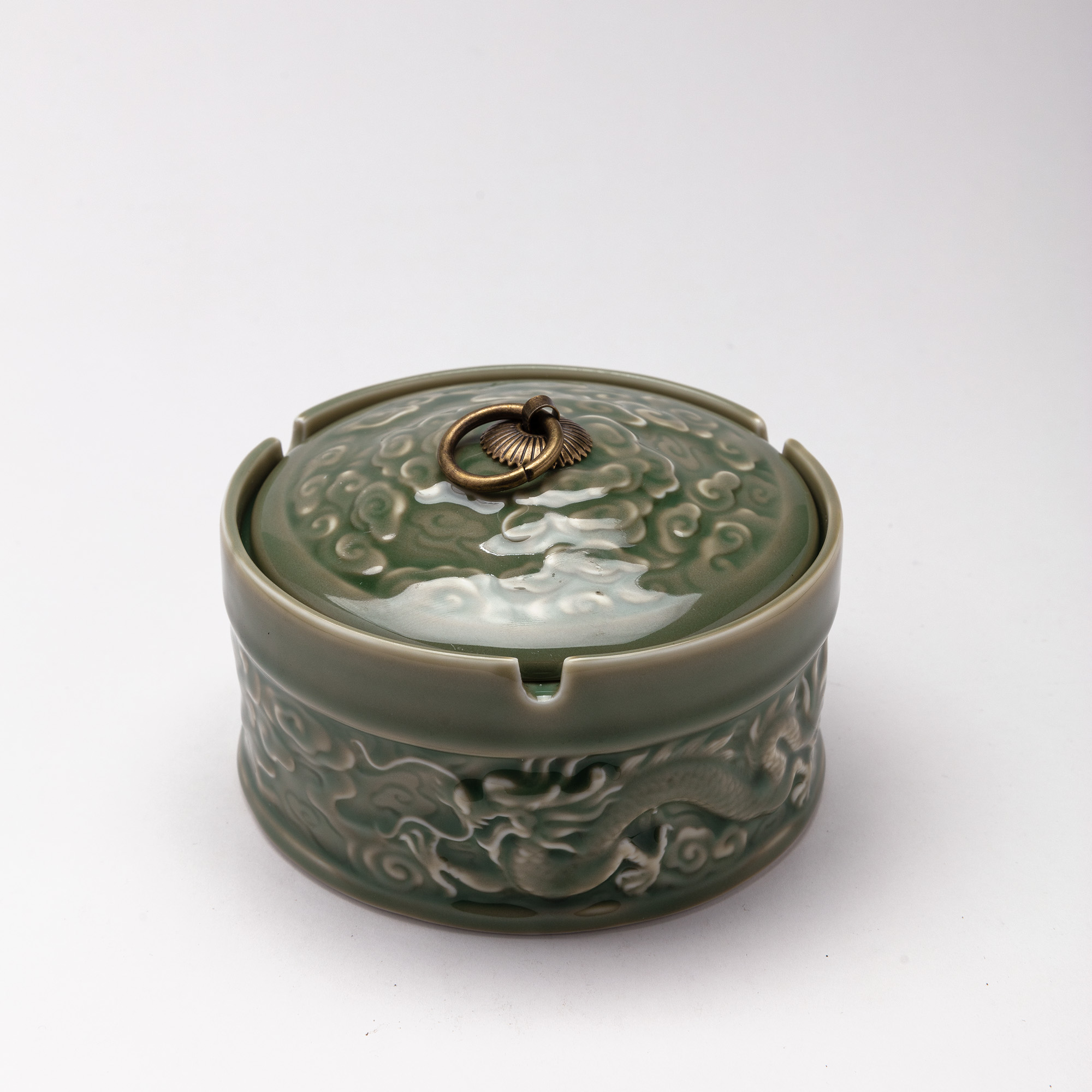 Photograph of product: Ceramic Dragon Ashtray - Jade