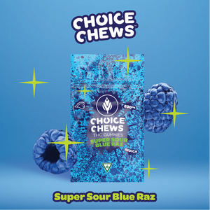 Photograph of product: Choice Gummy 10 Pack - Super Sour Blue Raz - 200mg