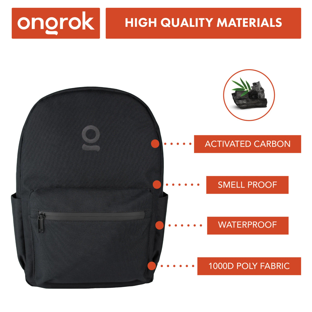Photograph of product: ONGROK- Smell Proof Carbon Lined Backpack, 11.5 x 16.5", Black