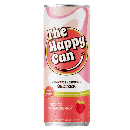 Photograph of product: The Happy Can | Hemp | Tropical Strawberry (CBD 4 mg : TH-oui 4 mg) | 12 fl oz