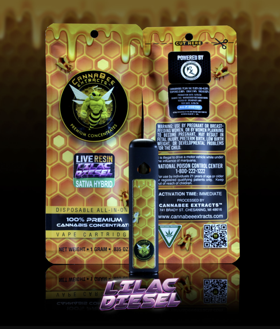 Photograph of product: Cannabee Extracts Live Resin All-in-One Vape - Garlic Cake