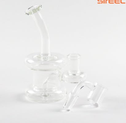 Photograph of product: 013 - 6" SirEEL Bent Neck Clear Hanger Rig with Banger - Retail