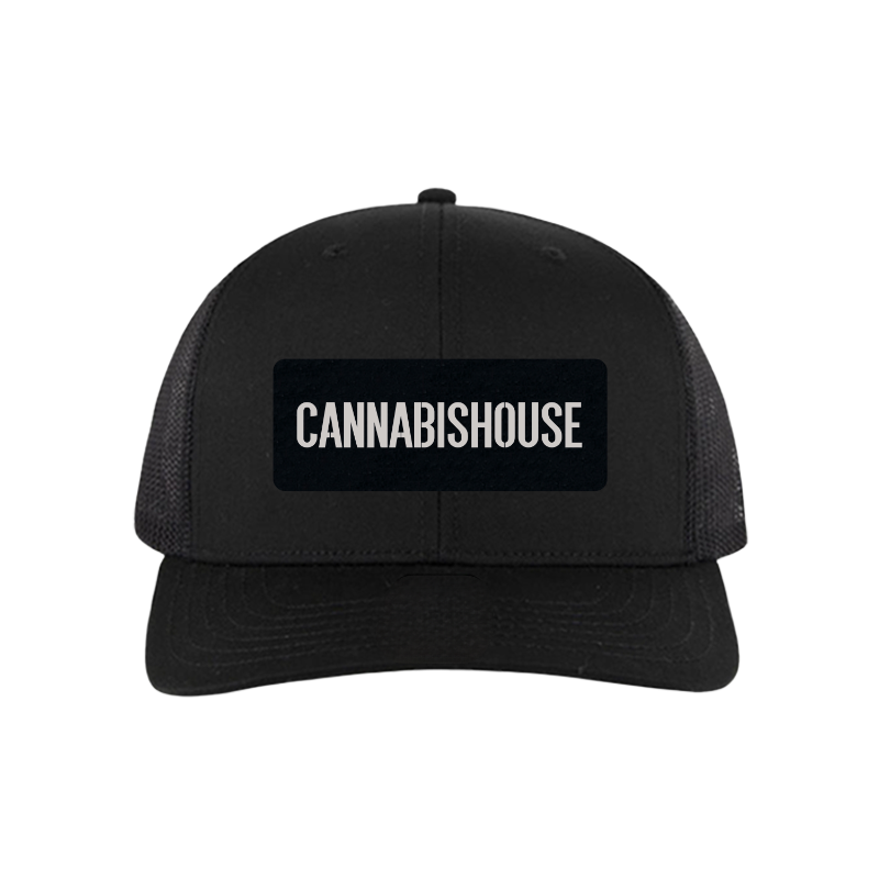 Photograph of product: Hat - Black Leather Label (Silver and Black)