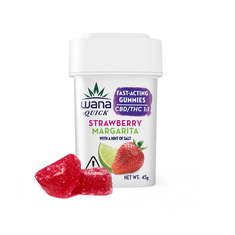 Photograph of product: Quick Fast-Acting Strawberry Margarita Gummies 100mg (10-Pack | 10mg Each)
