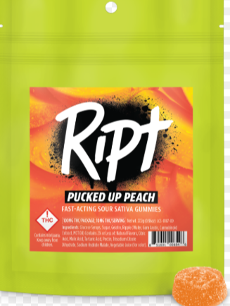 Photograph of product: Ript - (S) Peach Gummies