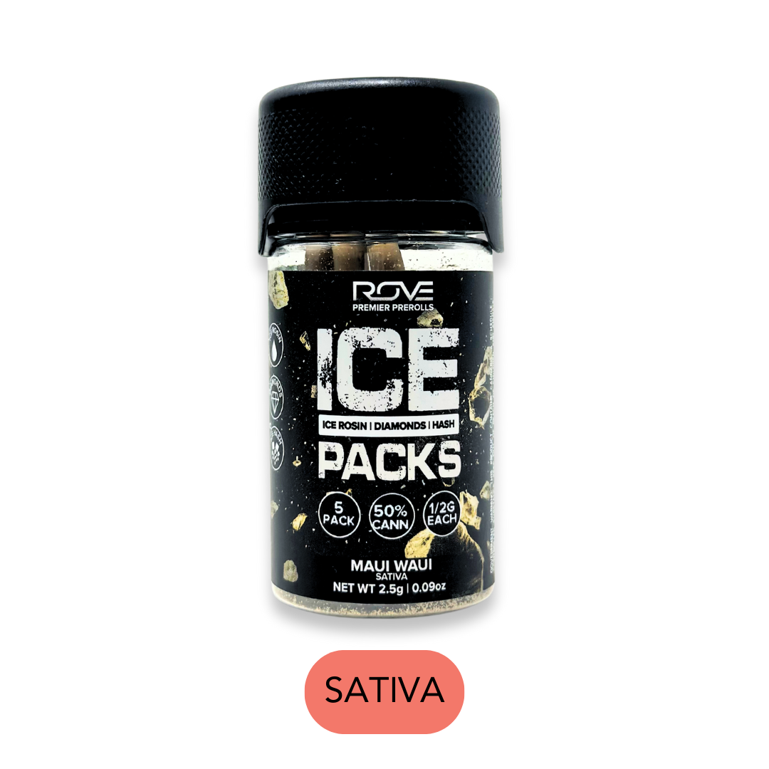 Photograph of product: Rove - Ice Packs - Maui Waui S - Infused Preroll Pack - 5pk - 2.5g